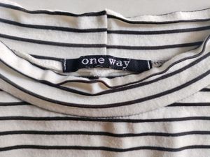 High Neck Black And White Striped Sleeveless Top