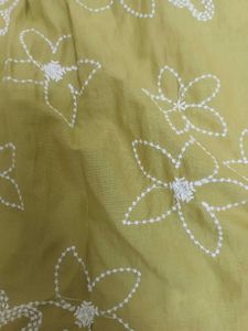Mustard Yellow Embroidered fit and flare dress