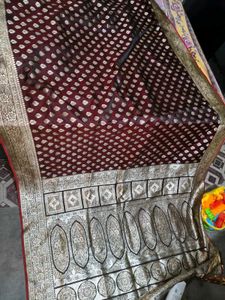 New pure silk zari saree with blouse piece