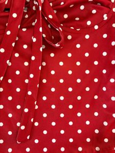 Strapless Ruched Polka Dot Tie Up Top