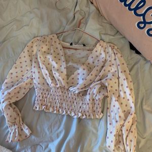 ZARA Cute Polka Dot Long Sleeve Top