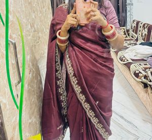 Elegant zardoai work pure  saree