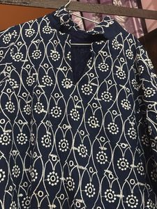 Stylish Navy Blue Printed Kurta