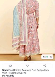 Floral Angrakha Cotton Kurta Set