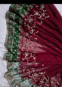 Designer bridal Maroon Embroidered Saree