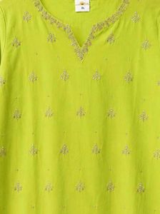 Lime Green Embroidered Kurta