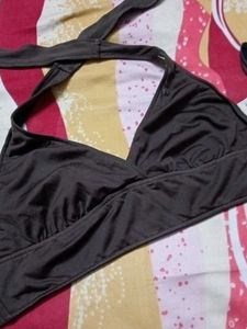 Stylish Brown Halter Bikini Top