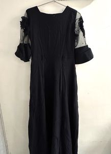Elegant Black Sheer Sleeve Dress