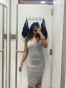 Grey Ruched Bodycon Dress