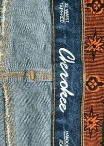 Blue Denim Jeans with Unique Print Panel