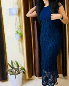 Elegant Navy Lace Dress