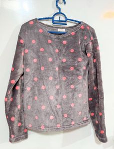 Grey Polka Dot Fluffy Top
