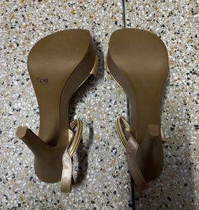 Golden Lightweight New Heels and Rhinestone Detail