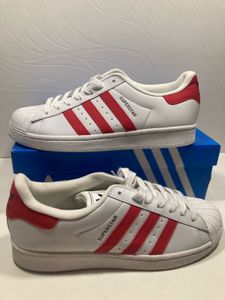 Adidas Superstar White Red Stripes Sneakers