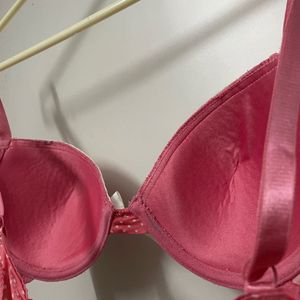 Pink Polka Dot Padded Underwire Bra