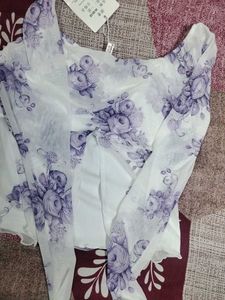 Sheer Floral Print Long Sleeve Top