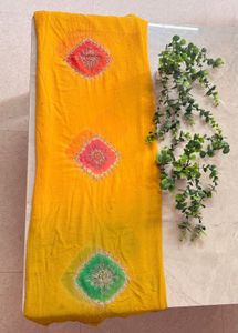 Vibrant Yellow Embroidered Saree