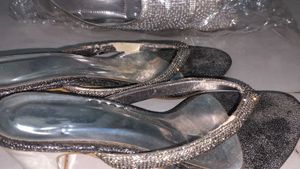 Sparkling Silver Wedge Heels