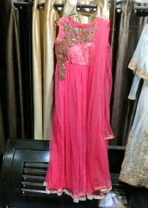 Elegant Pink Embroidered Ethnic Gown