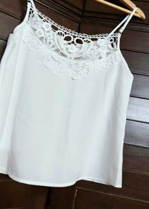 GINGER Women White Pearl Beaded Sleeveless Top