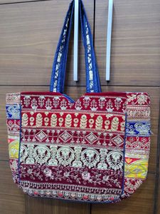Embroidered Velvet Tote Bag