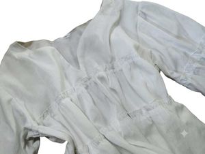 Chic White Peplum Top with Balloon Sleeves