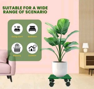 Green Metal Plant Stand with Wheels