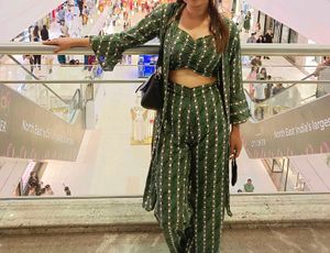 Green Printed Co-ord Set with Jacket