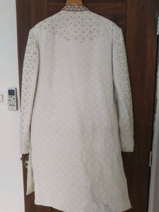 Men's White Embroidered Sherwani