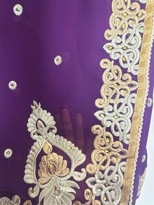 Stunning Purple Embroidered Saree
