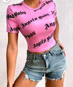 Pink "Angels Baby" Graphic Crop Top