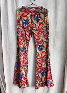 8229. Retro Floral Print Flared Pants