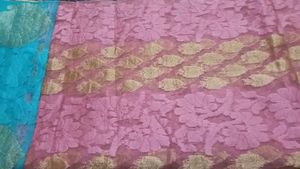 Beautiful pink net saree