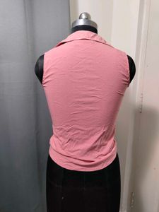 Sleeveless Pink Button-Up shirt