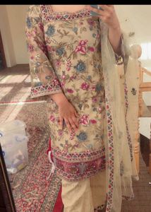 Pakistani Suit with extra embroidery done