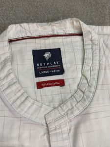 Men's White Checkered Kurta
