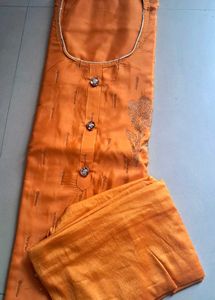 Orange Kurta Set With Minimal Work