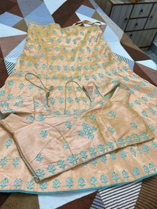 Embroidered Ethnic Skirt - Peach