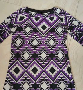 Purple Geometric Mini Print Dress