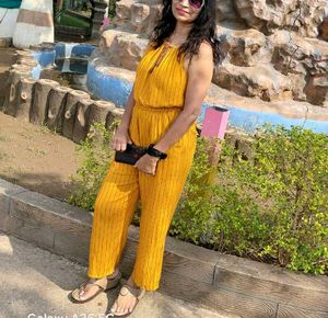 💛 **Mustard Yellow Striped Jumpsuit** 💛