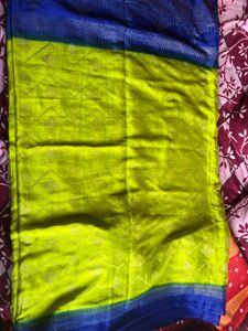 Silk Saree with Blue Border