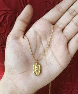 Anti Tarnish Gold Rose Pendant Necklace
