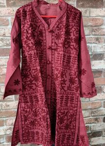 Beautiful Embroidered Lucknowi Maroon Kurti