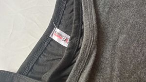 Stylish Grey crop Graphic T-Shirt one off shoulder