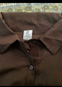 Chic Brown Button-Down Shirt