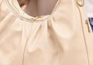 Cream Ruched Hobo Bag