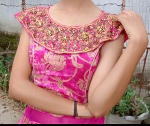 Stunning Pink &amp; Gold Embellished Dress