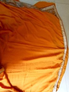 Elegant Orange saree with Embellishments