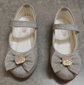 Sparkly Silver Mary Jane Shoes with Bow