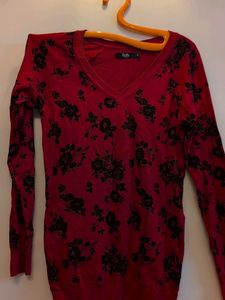 ALLEN SOLLY ORIGINAL -Classy Red- Floral Sweater